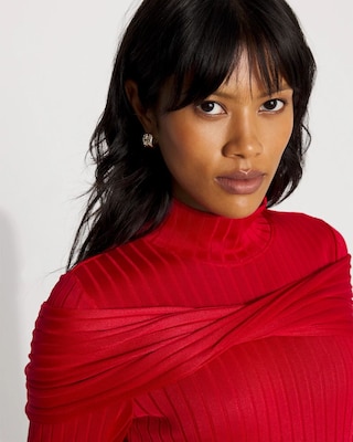 Petite Convertible Mockneck Rib Knit Top | White House Black Market